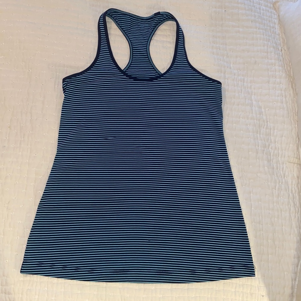 Lululemon Cool Racerback, blue stripe, size 12